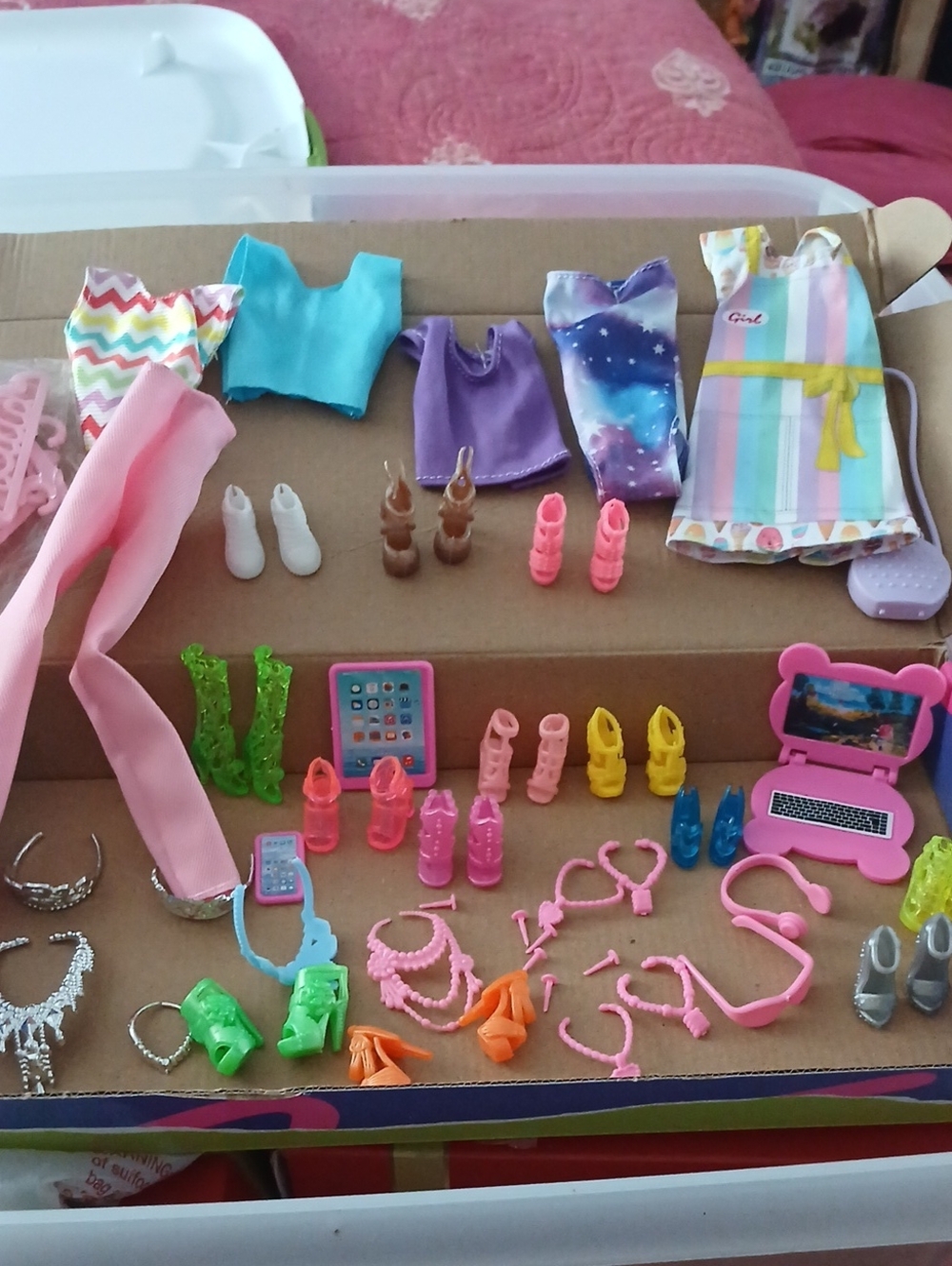 Kids Fashion Doll Accessories Set - Pink, Purple, Blue
